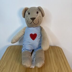 IKEA Bear Plush Fabler Bjorn Striped Blue White Red Heart Baby Stuffed Animal 8"